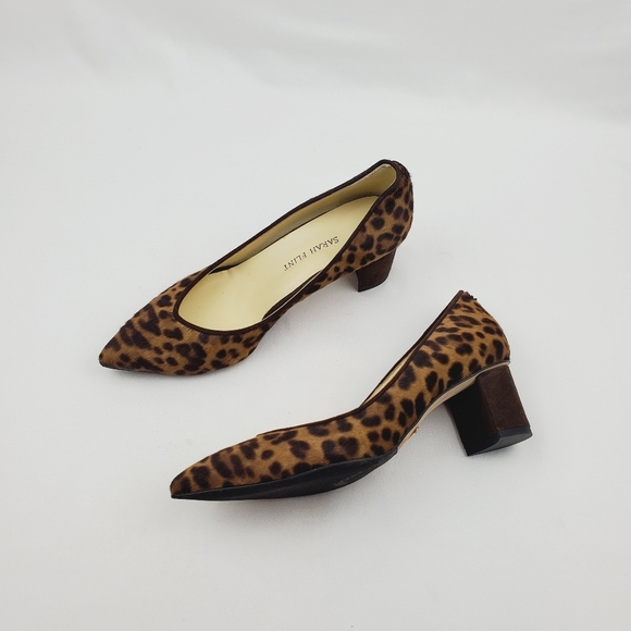Flint Perfect Emma chocolate Leopard haircalf point toe pumps - Picture 3 of 15